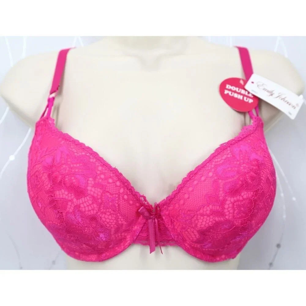 VS Bombshell Inspired Adds 2 Cups Ultimate Pushup Bra 34C Dark Pink Lace - Picture 2 of 9